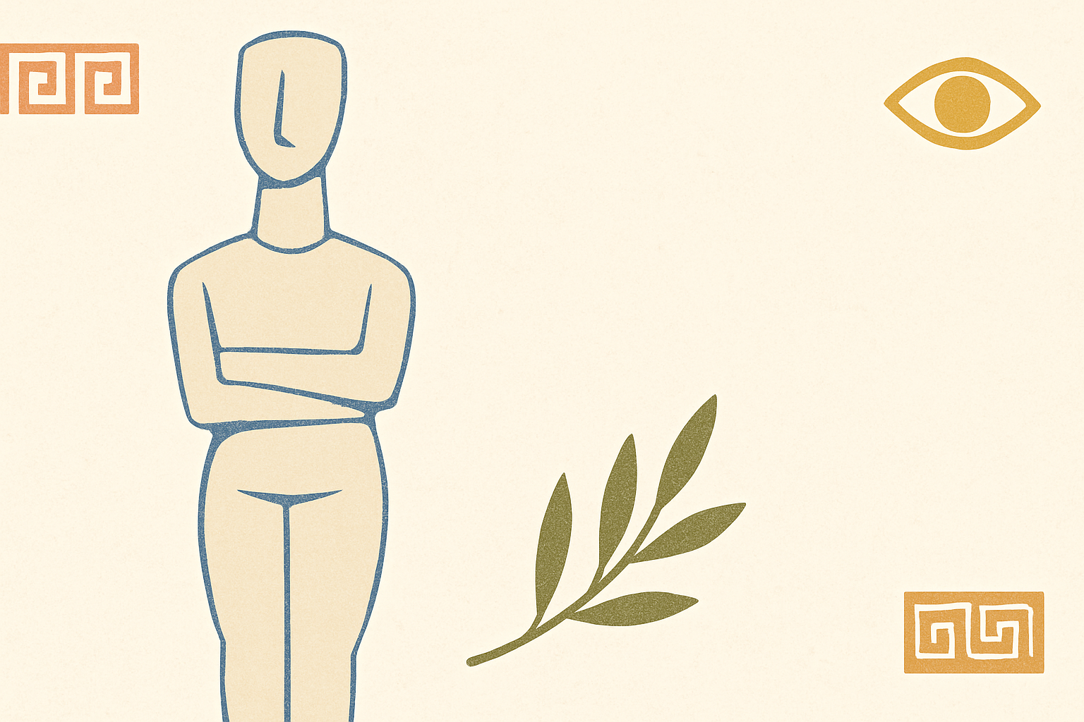 Illustrated banner: a warm anatomical sketch showing head, arm, hand, and leg with Greek labels on a cream background