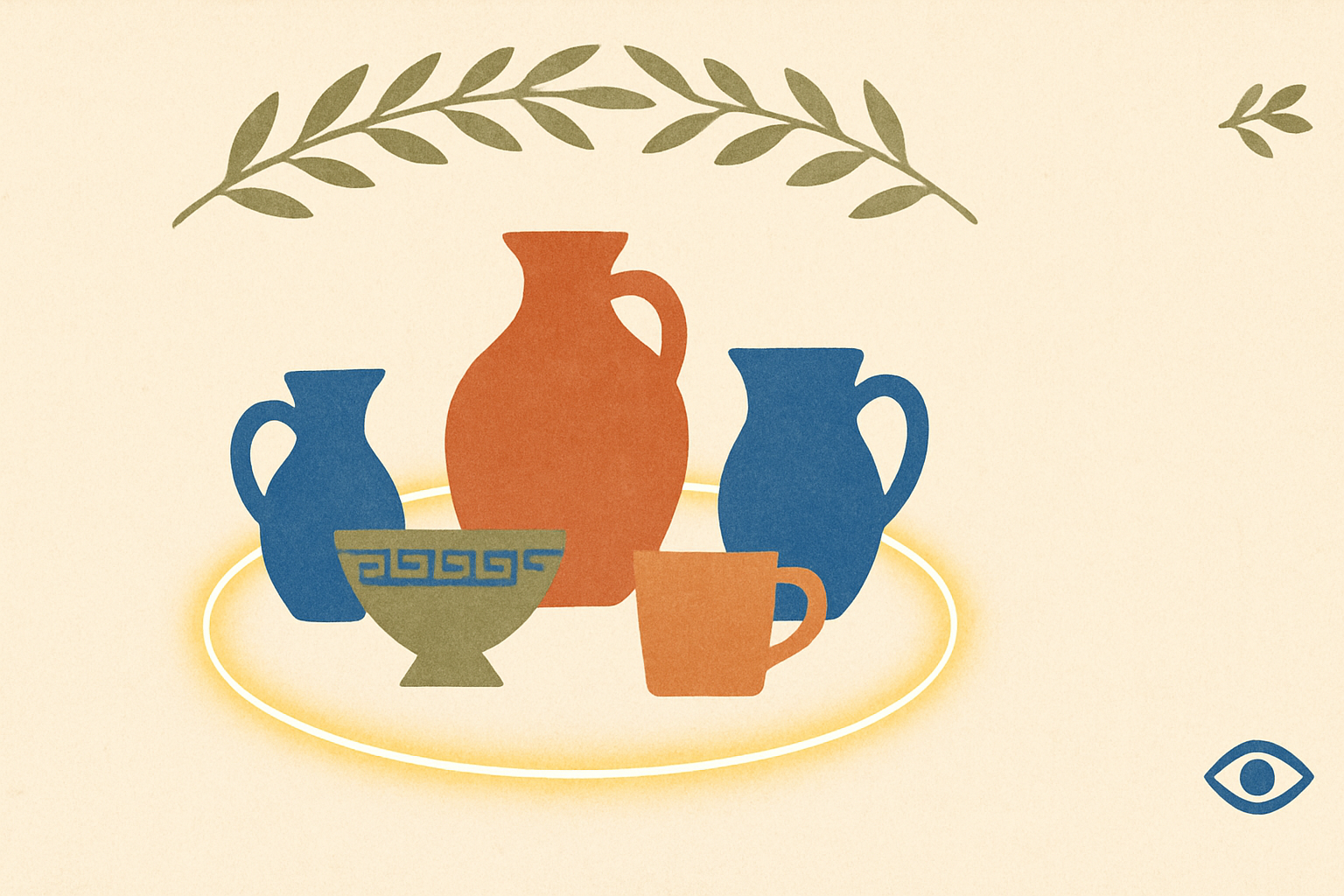 Illustrated banner: a family tree with olive leaves as branches, small labels for parents, grandparents, and cousins on a warm cream background