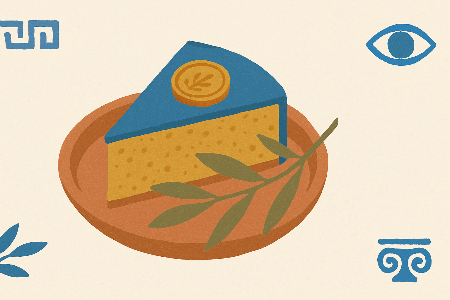 Illustrated banner: a table laid with sweets, coffee, and an open Orthodox calendar on a cream background